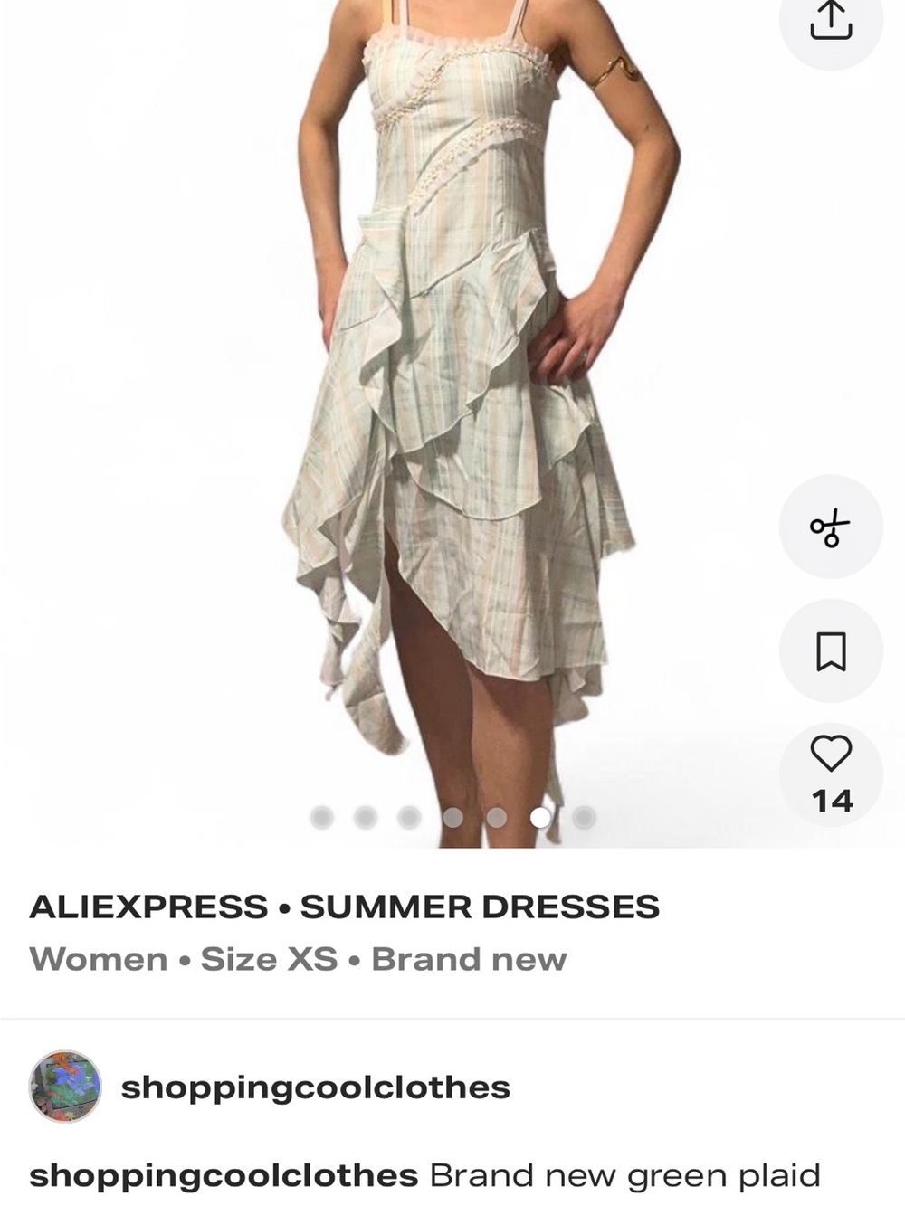 Express Pastel Stripe Asymmetrical Ruffle Sundress - Mint & Peach - Picture 6 of 7